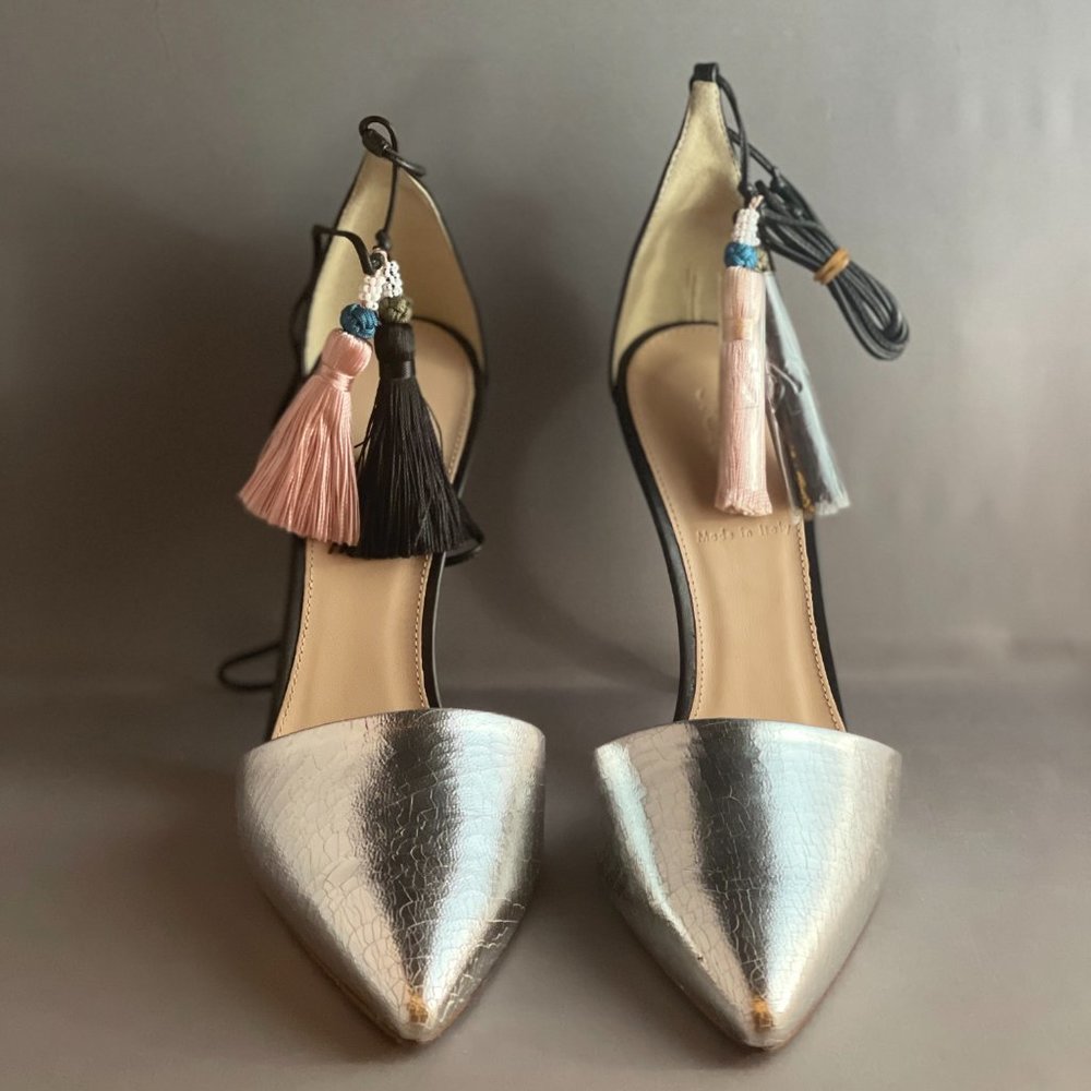 JCrew Roxie Pumps with Ankle Tie and Tassels